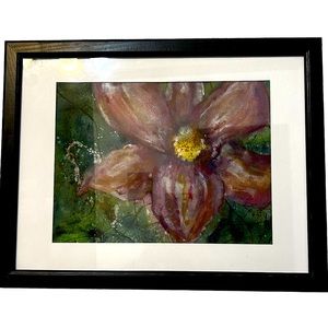 Original Multimedia Floral 14 x 18 Art in Black Frame